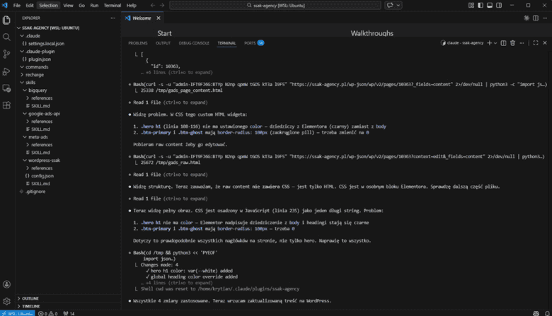 automatyzacje ssak agencja reklamowa claude code cms